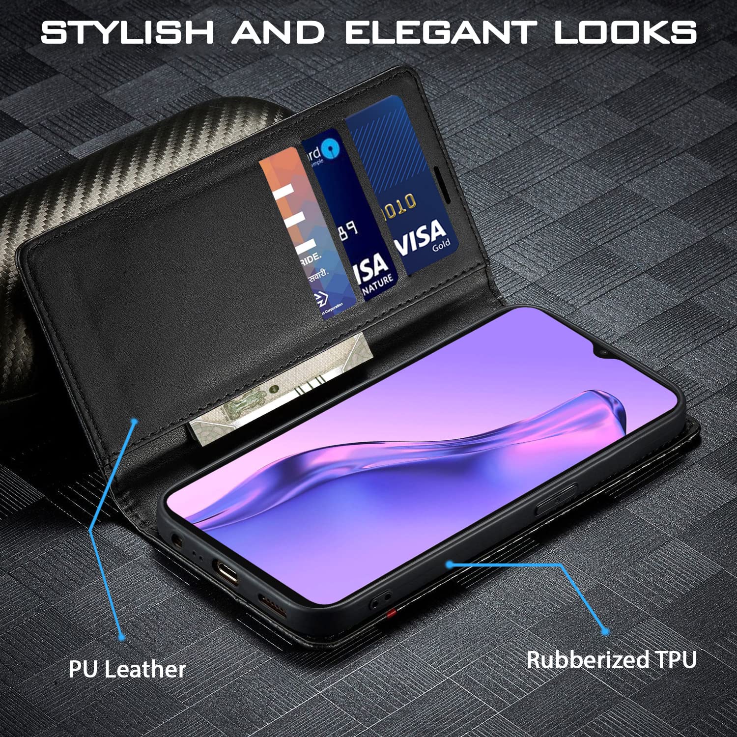 Black wallet flip cover for Oppo A31 – Pikkme – photo 2