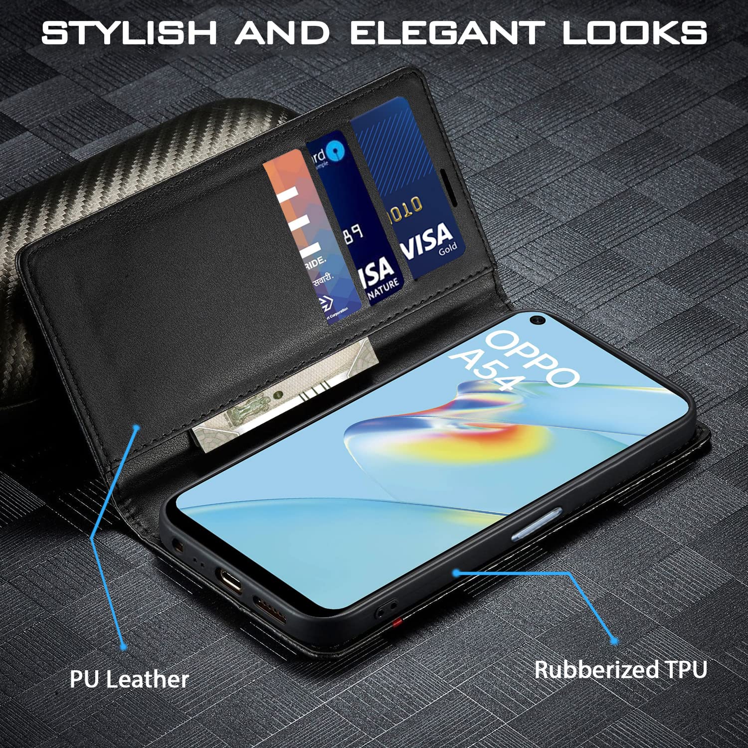 Pikkme Oppo A54 Wallet black flip case – photo 2