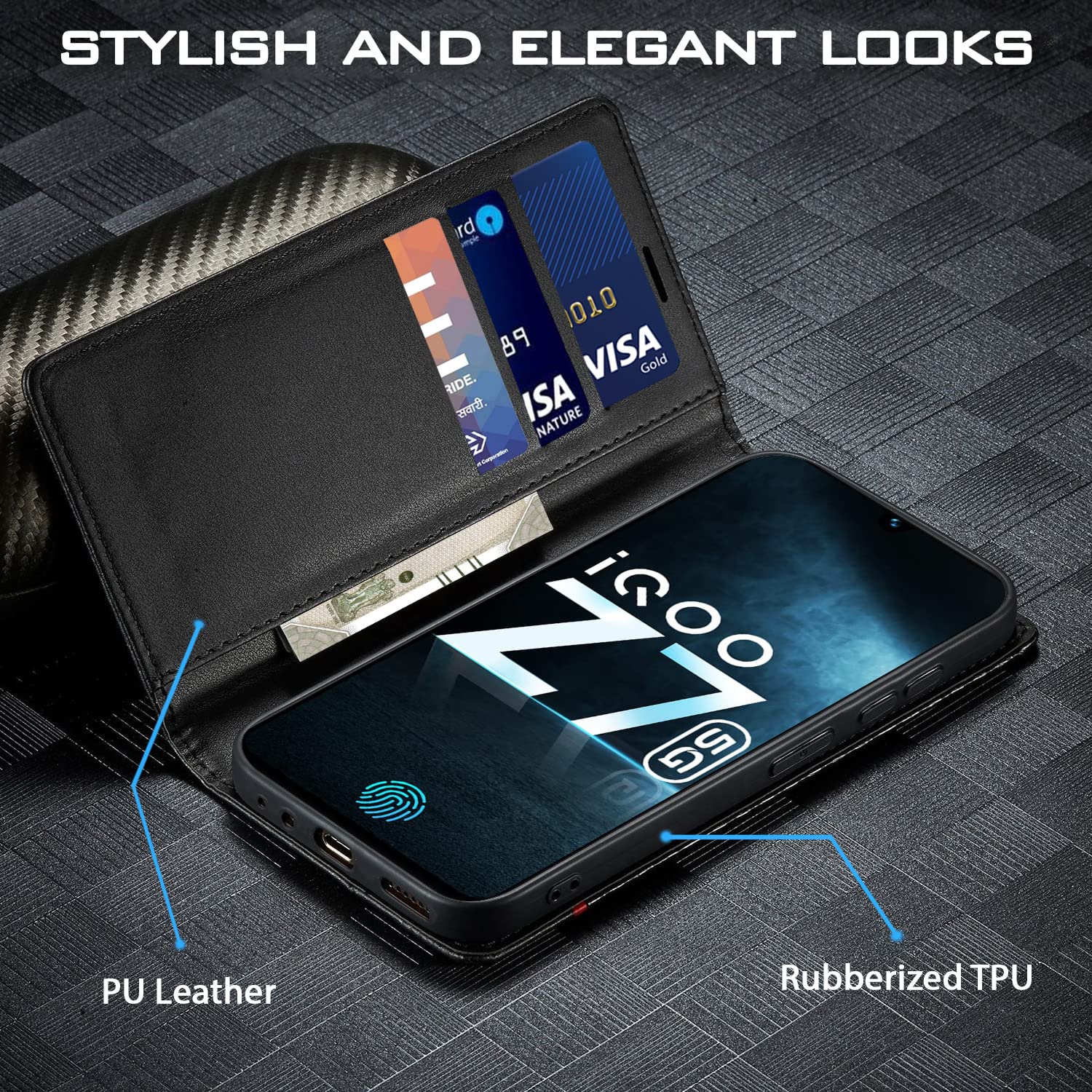 Pikkme black Wallet flip case for iQOO Z7/Z7s 5G – photo 2