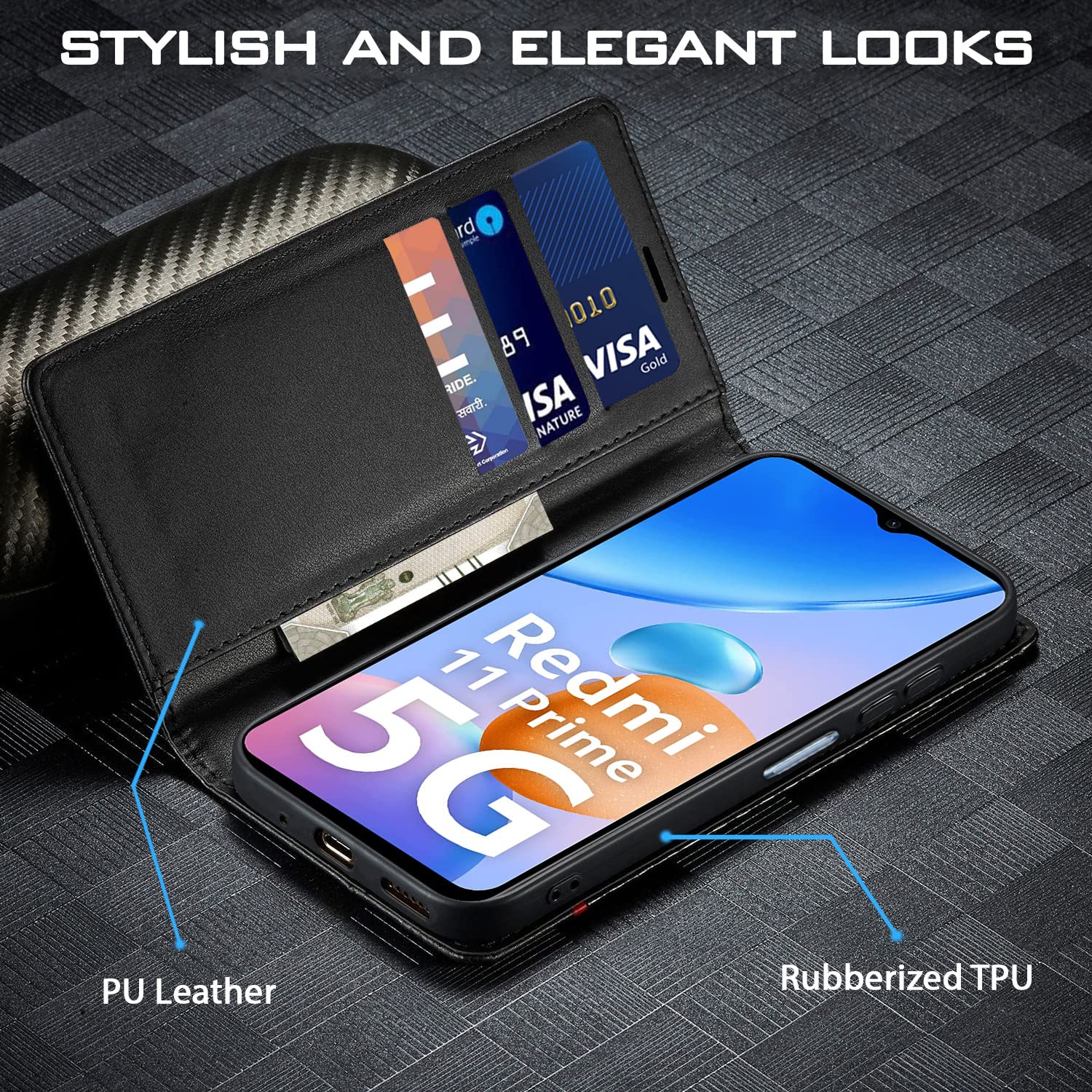 Pikkme Redmi 11 Prime 5G black flip case – photo 2