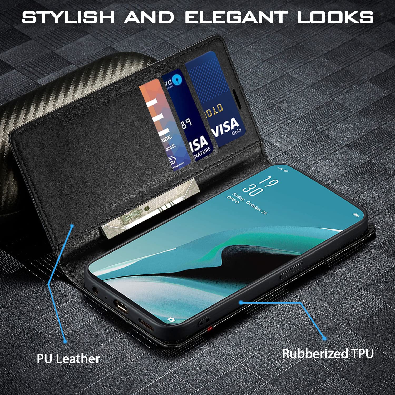 Pikkme black mobile flip cover for Reno 2F/2Z – photo 2