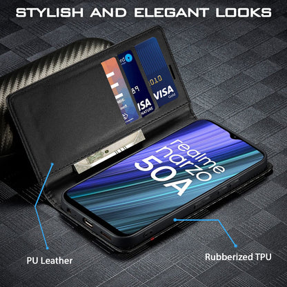 Realme Narzo 50A flip case in black by Pikkme – photo 2