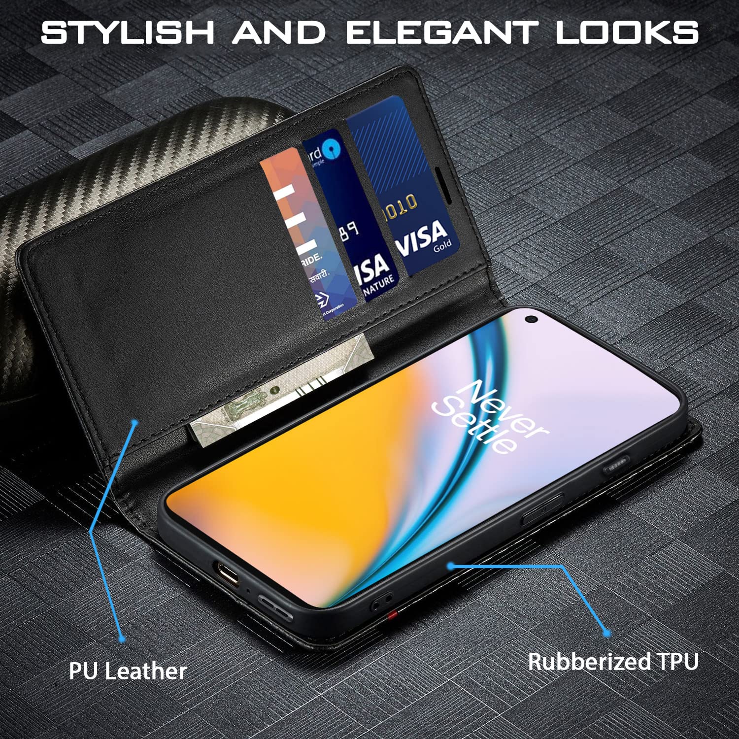 Black mobile flip cover for OnePlus Nord 2 5G – Pikkme – photo 2