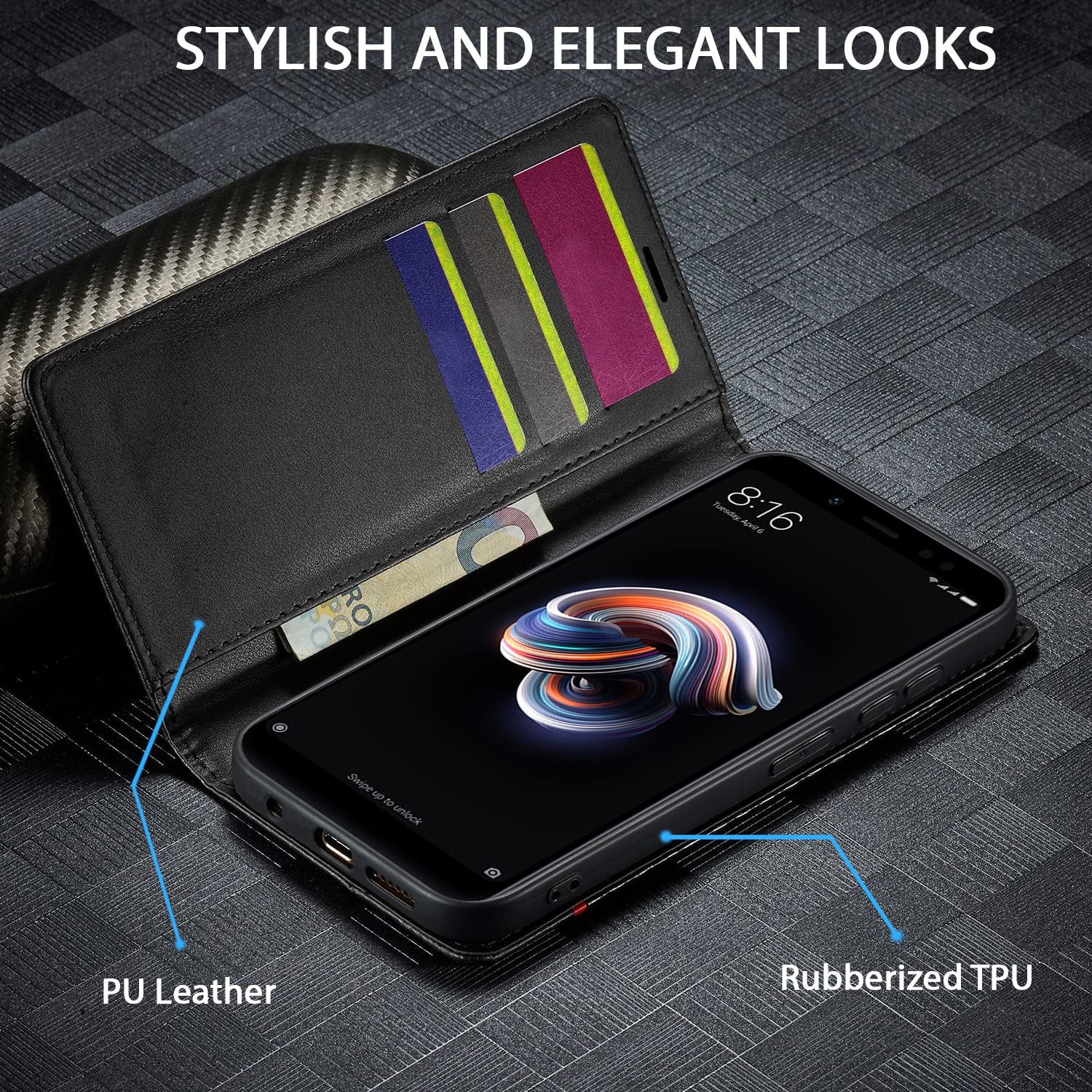 Pikkme Redmi Note 5 Pro Wallet black flip case – photo 2