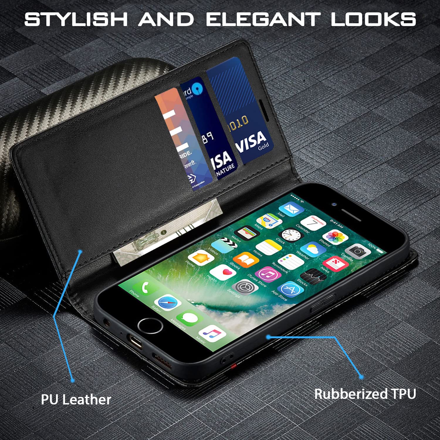 Black Wallet mobile flip cover for Wallet Flip Cover (Black) – Pikkme – photo 2