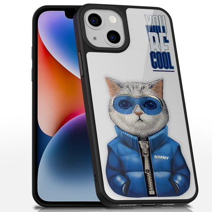 Pikkme Back Cover PC TPU + Printed Cool Funky Stylish Grey Wolf Swag Raised Edges Camera Protection |Bumper Case for iPhone 14