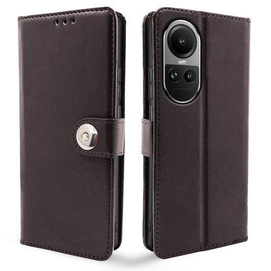 Pikkme Oppo Reno 10 5G Button Flip Cover (Coffee)