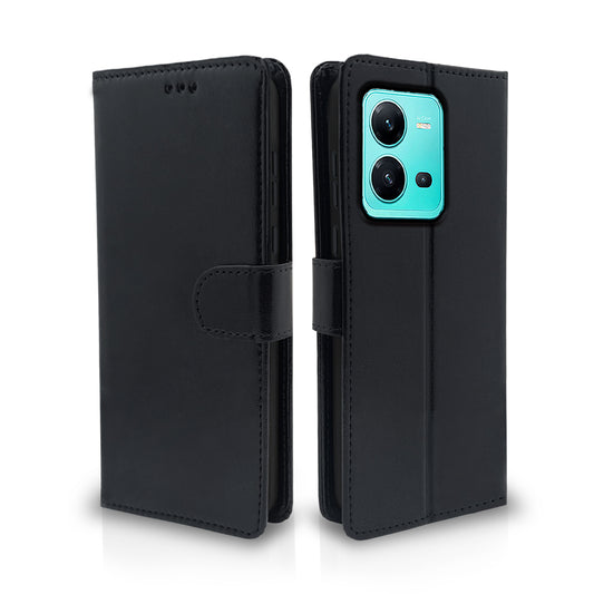 Pikkme Vivo V25 5G Vintage Flip Cover | Black