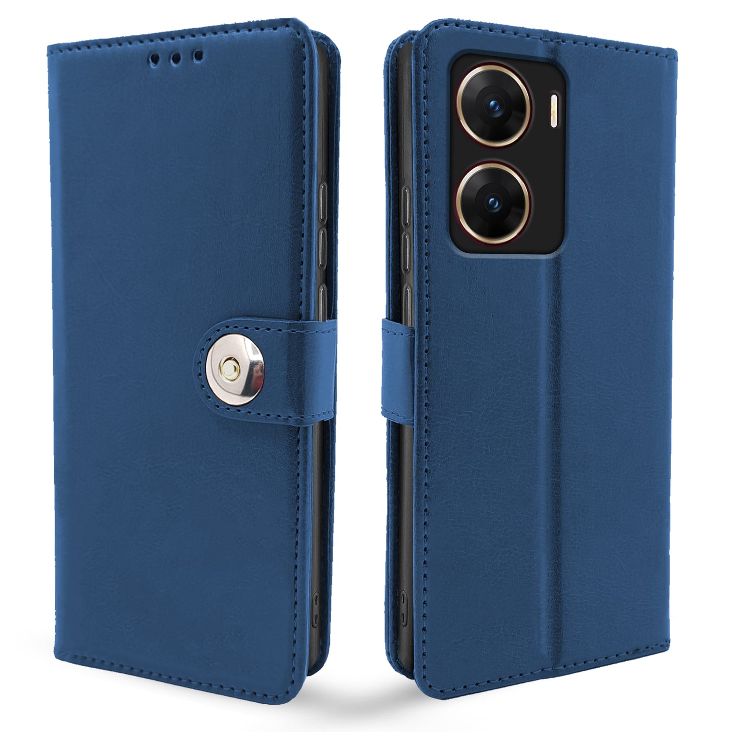 Pikkme Vivo V29E Button Flip Cover (Blue)