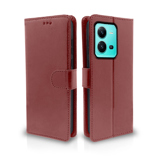 Pikkme Vivo V25 5G Vintage Flip Cover | Brown