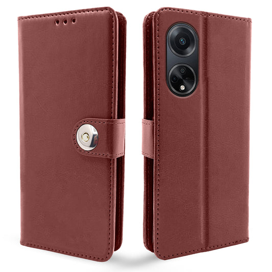 Pikkme Oppo F23 5G Button Flip Cover (Brown)