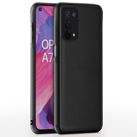 Pikkme Oppo A74 5G Leather Back Cover | Black