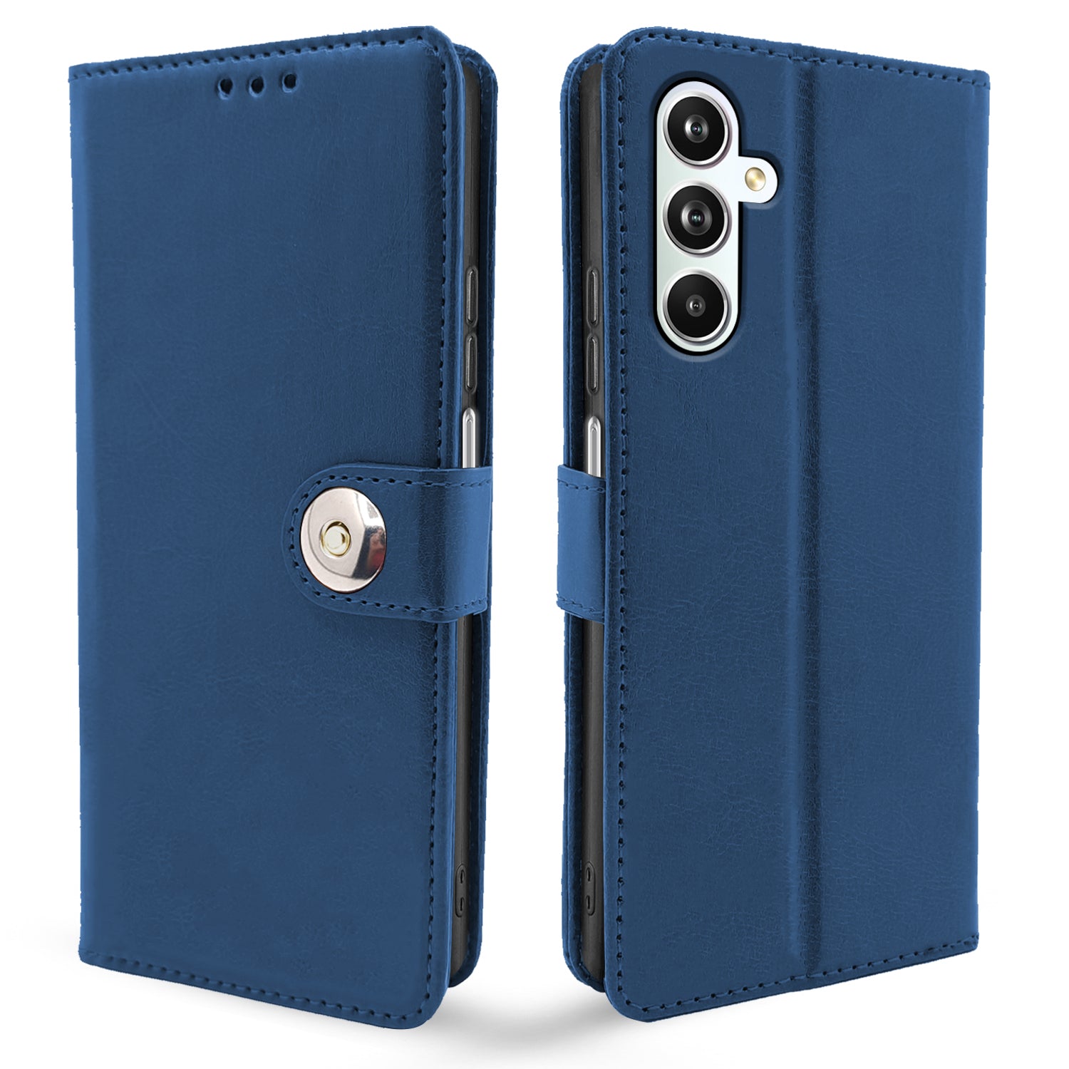 Pikkme Samsung Galaxy F54 5G / M54 5G Button Flip Cover (Blue)