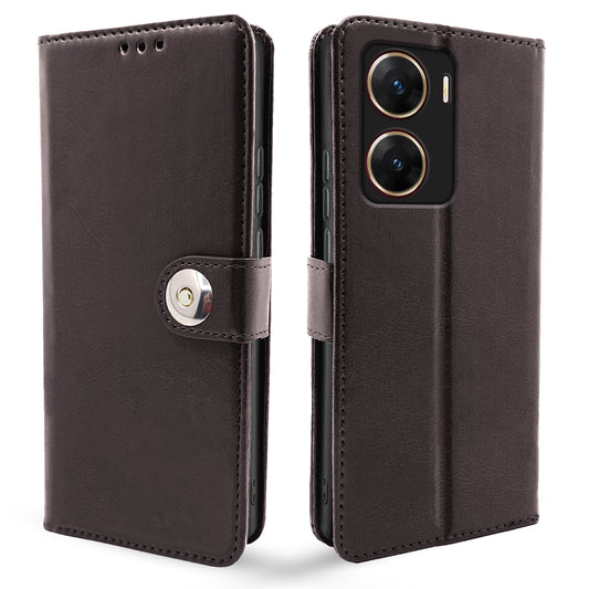 Pikkme Vivo V29E Button Flip Cover (Coffee)