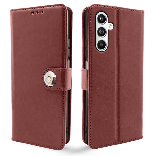 Pikkme Samsung Galaxy F54 5G / M54 5G Button Flip Cover (Brown)