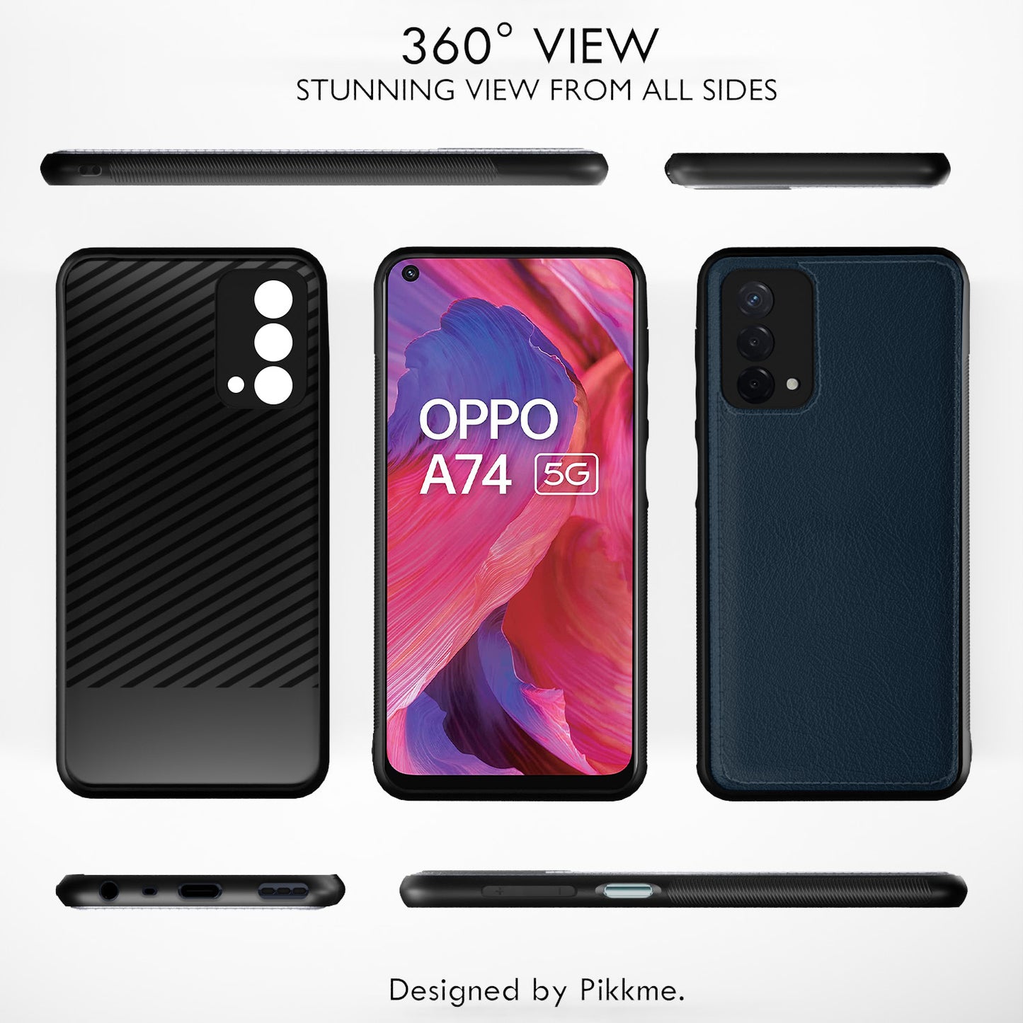 Pikkme Oppo A74 5G Leather Back Cover | Blue