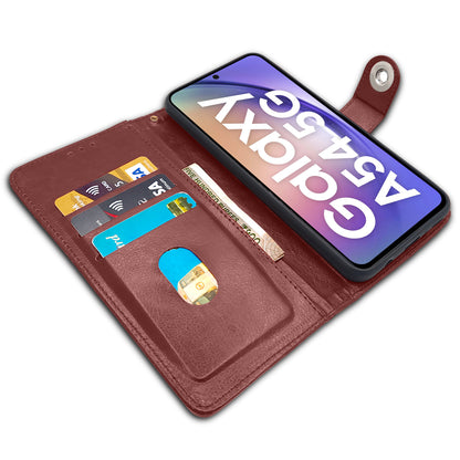 Pikkme Samsung Galaxy A54 5G Button Flip Cover (Brown)