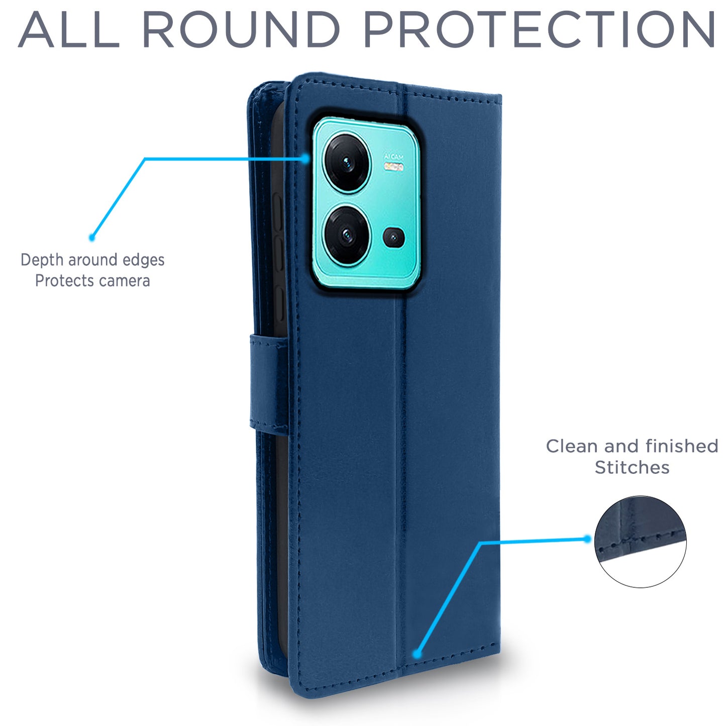 Pikkme Vivo V25 5G Vintage Flip Cover | Blue