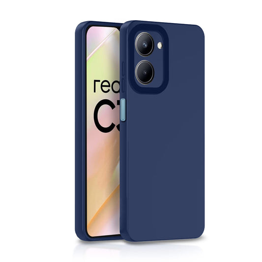 Pikkme Realme C33 Soft Silicone Case with Camera Bumper Protection | Blue