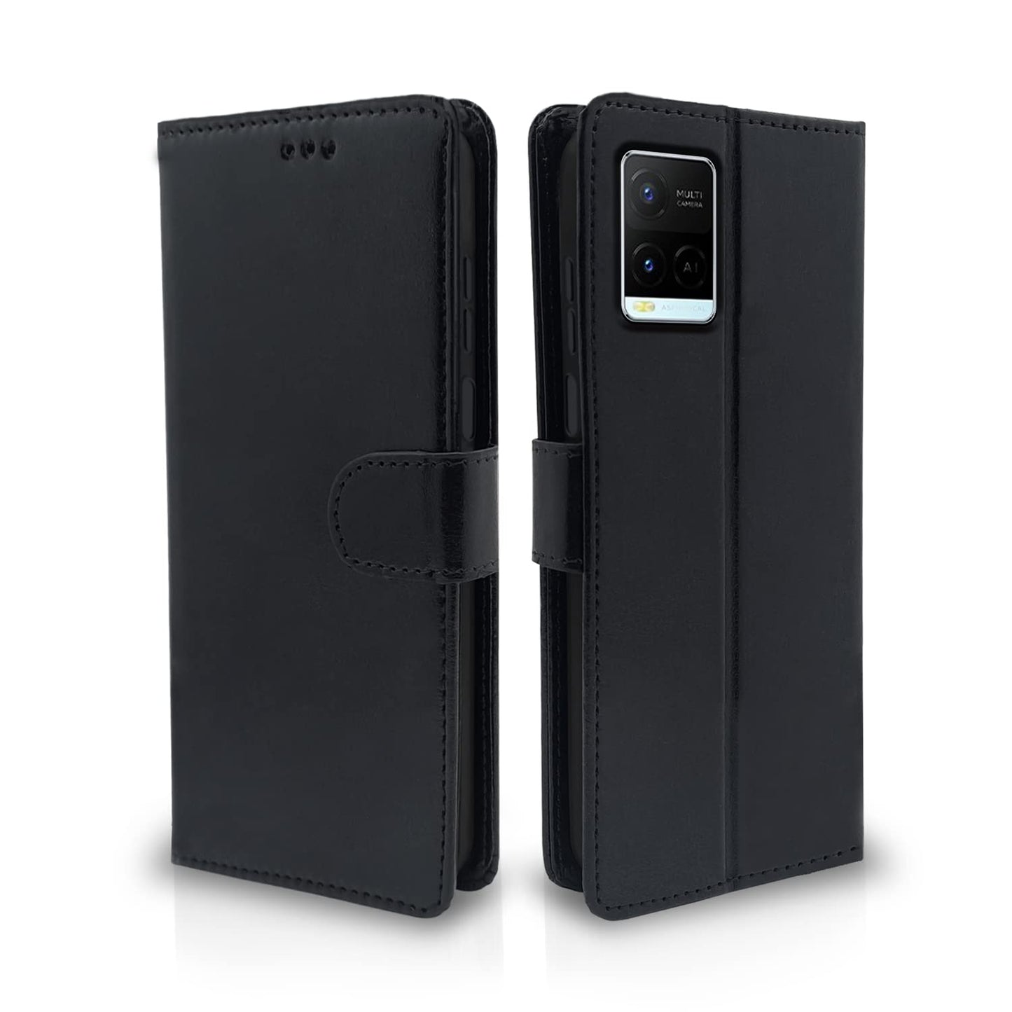 Pikkme Vivo Y21 2021 / Y33s Vintage Flip Cover | Black