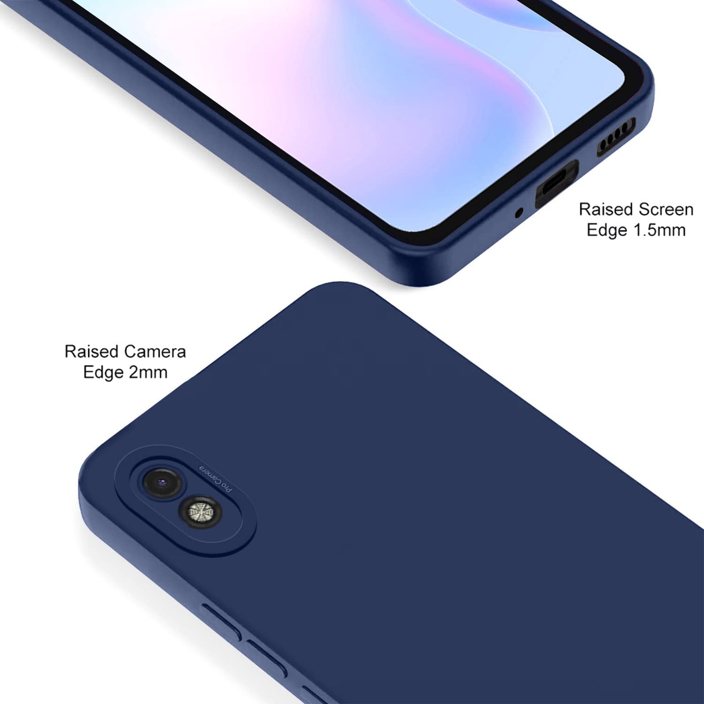 Pikkme Mi Redmi 9A / 9i / 9A Sport Soft Silicone Case with Camera Bumper Protection | Blue