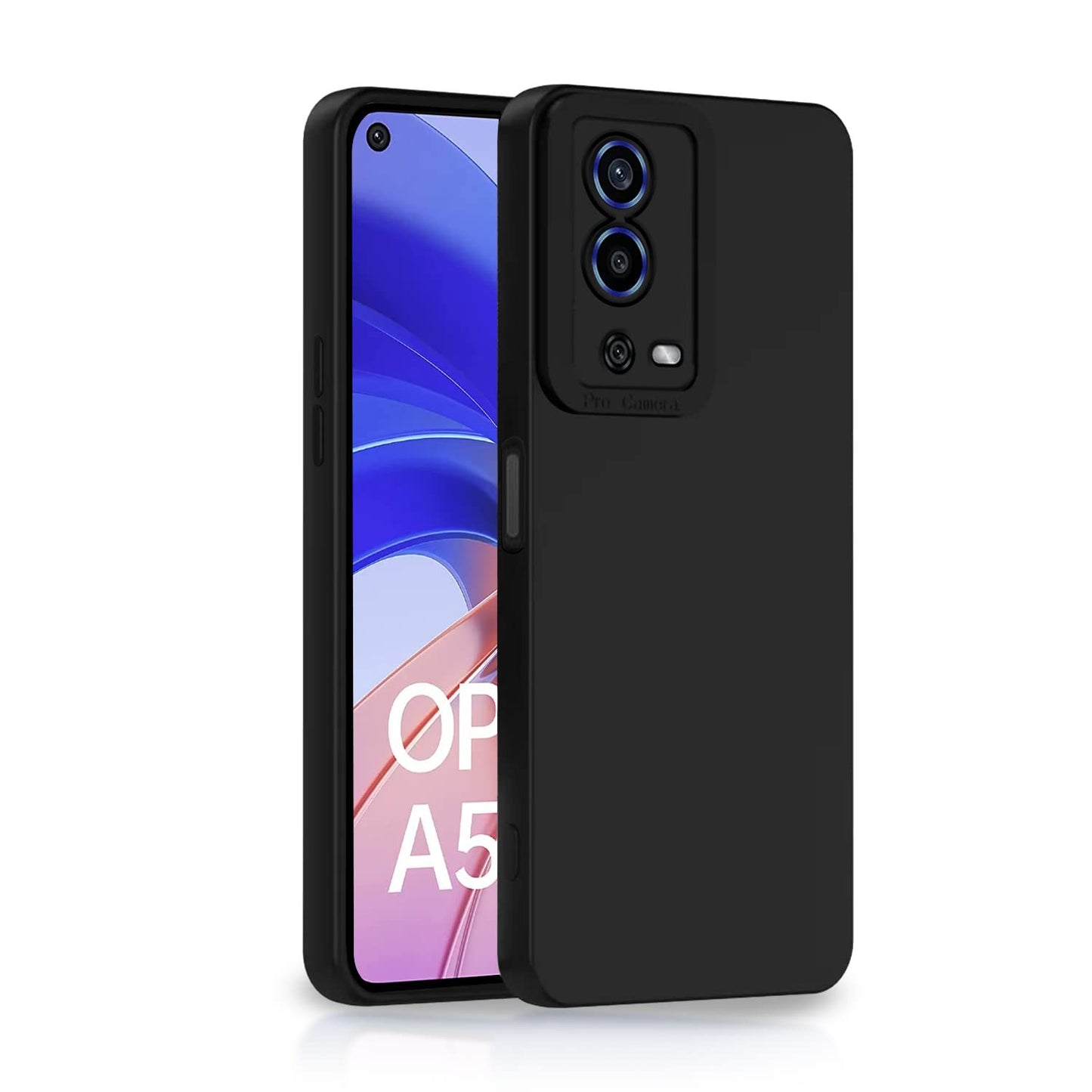 Pikkme Oppo A55 Soft Silicone Case with Camera Bumper Protection | Black