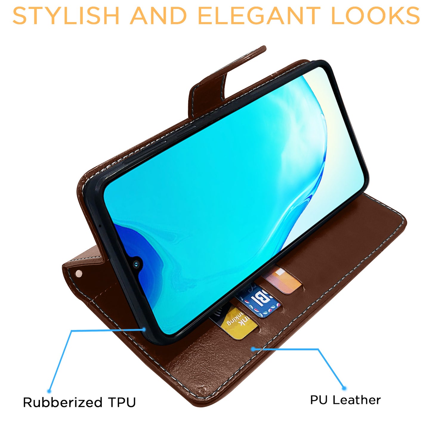 Pikkme Vivo V25 5G Constrast Flip Cover | Brown & Coffee