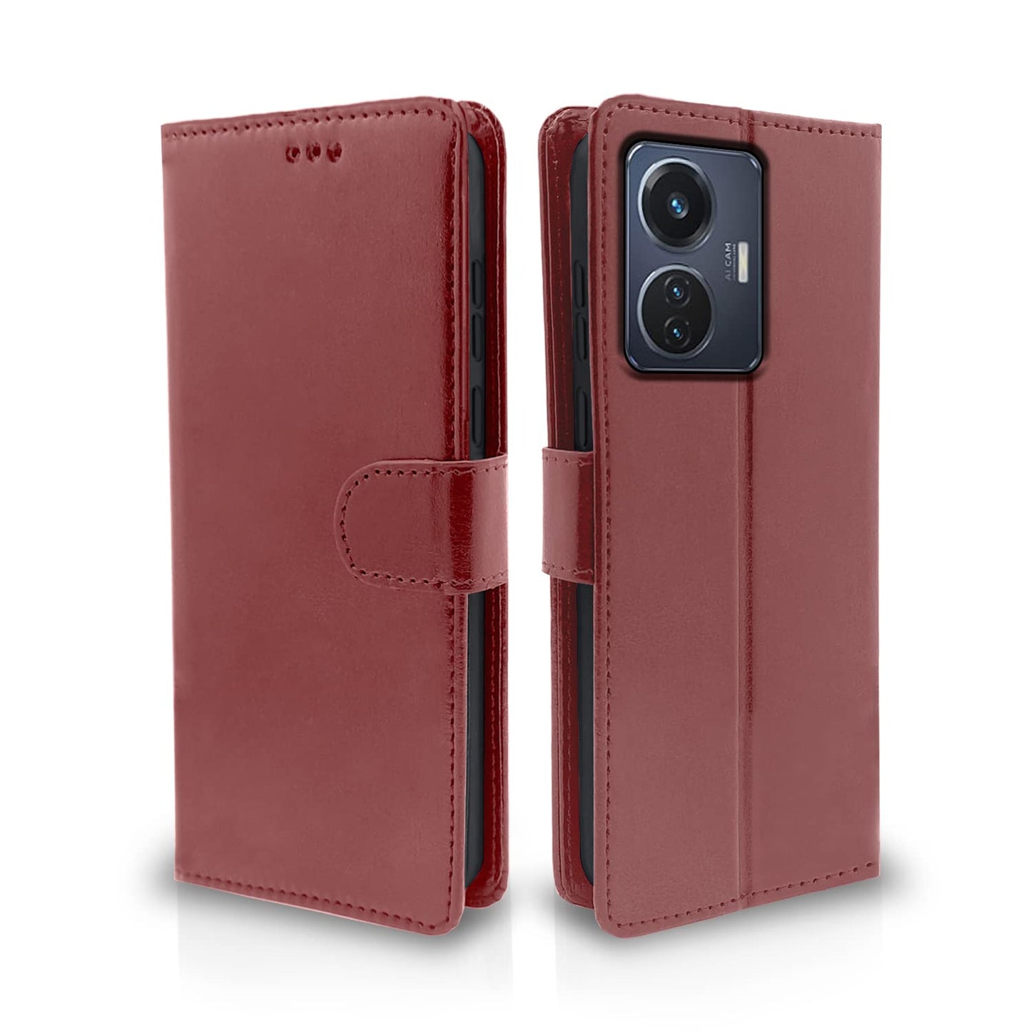 Pikkme iQOO Z6 44W / Vivo T1 44W Vintage Flip Cover | Brown