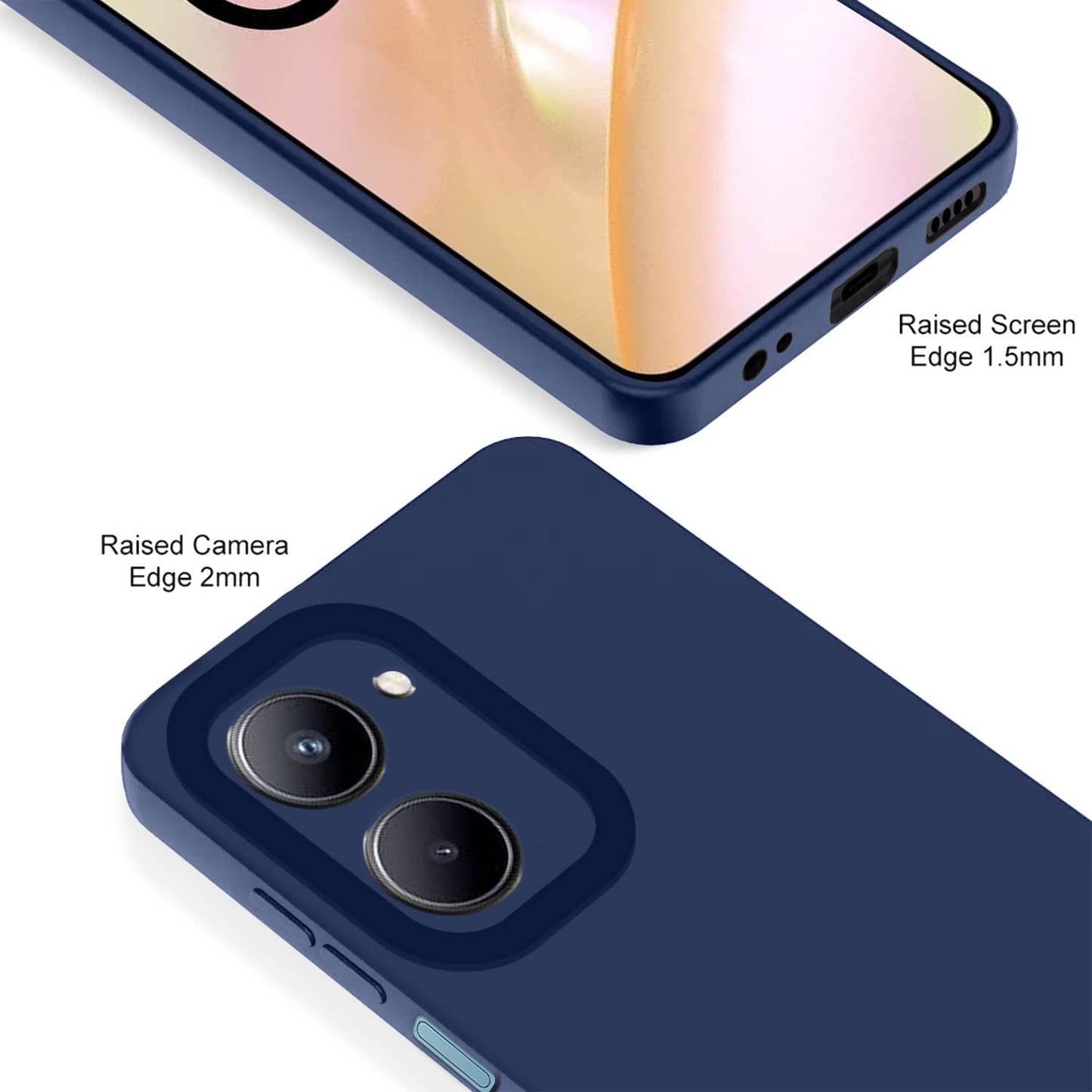 Pikkme Realme C33 Soft Silicone Case with Camera Bumper Protection | Blue