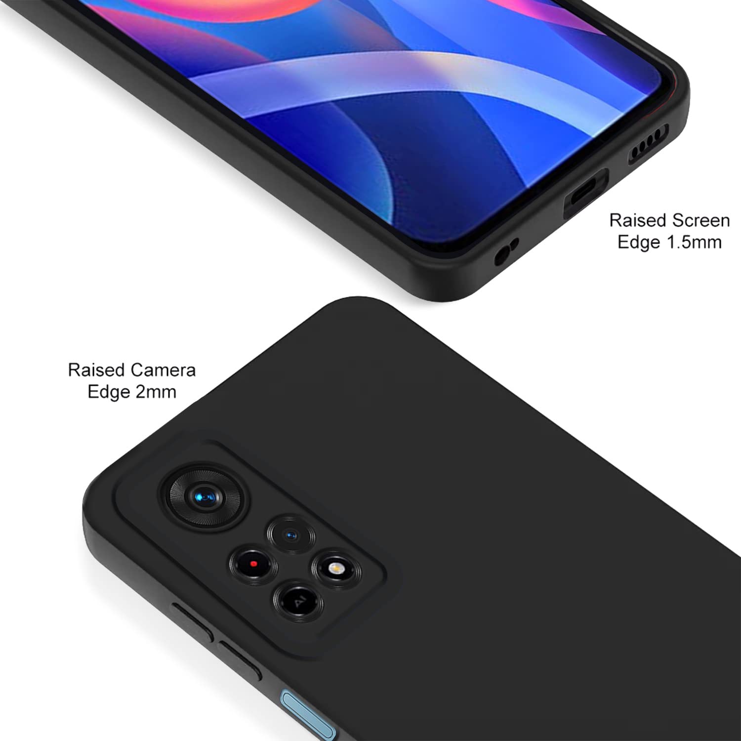 Pikkme Mi Redmi Note 11T / Poco M4 Pro Soft Silicone Case with Camera Bumper Protection | Black