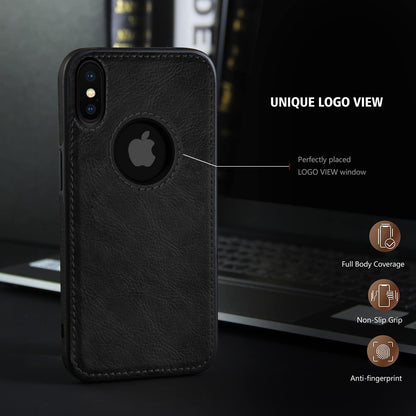 Pikkme iPhone X/Xs Leather Back Cover | Black