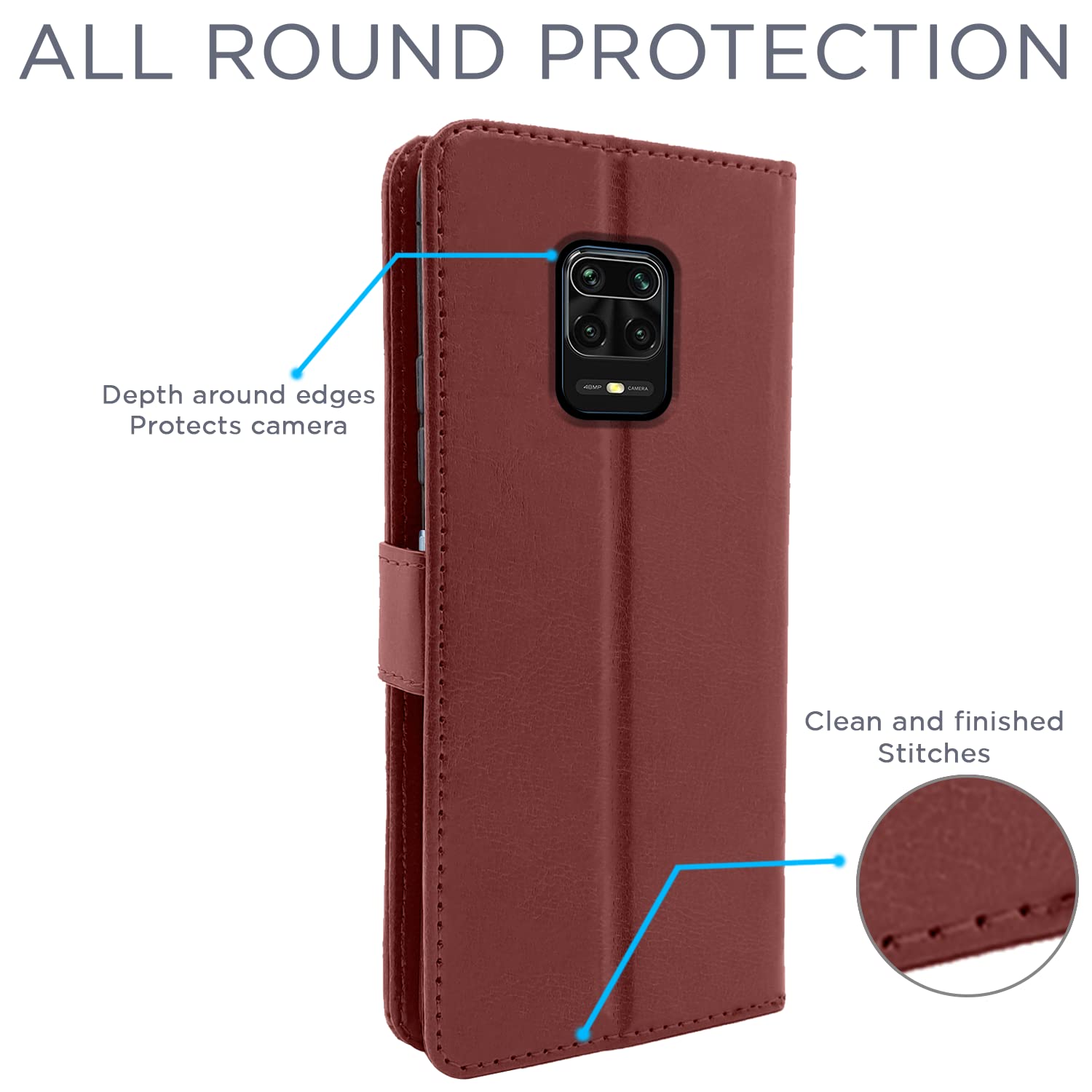 Pikkme Redmi Note 9 Pro/Note 9 Pro Max/Poco M2 Pro/Redmi Note 10 Lite Vintage Flip Cover | Brown