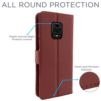 Pikkme Redmi Note 9 Pro/Note 9 Pro Max/Poco M2 Pro/Redmi Note 10 Lite Vintage Flip Cover | Brown