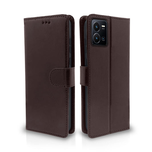 Pikkme Vivo Y35 Vintage Flip Cover | Coffee