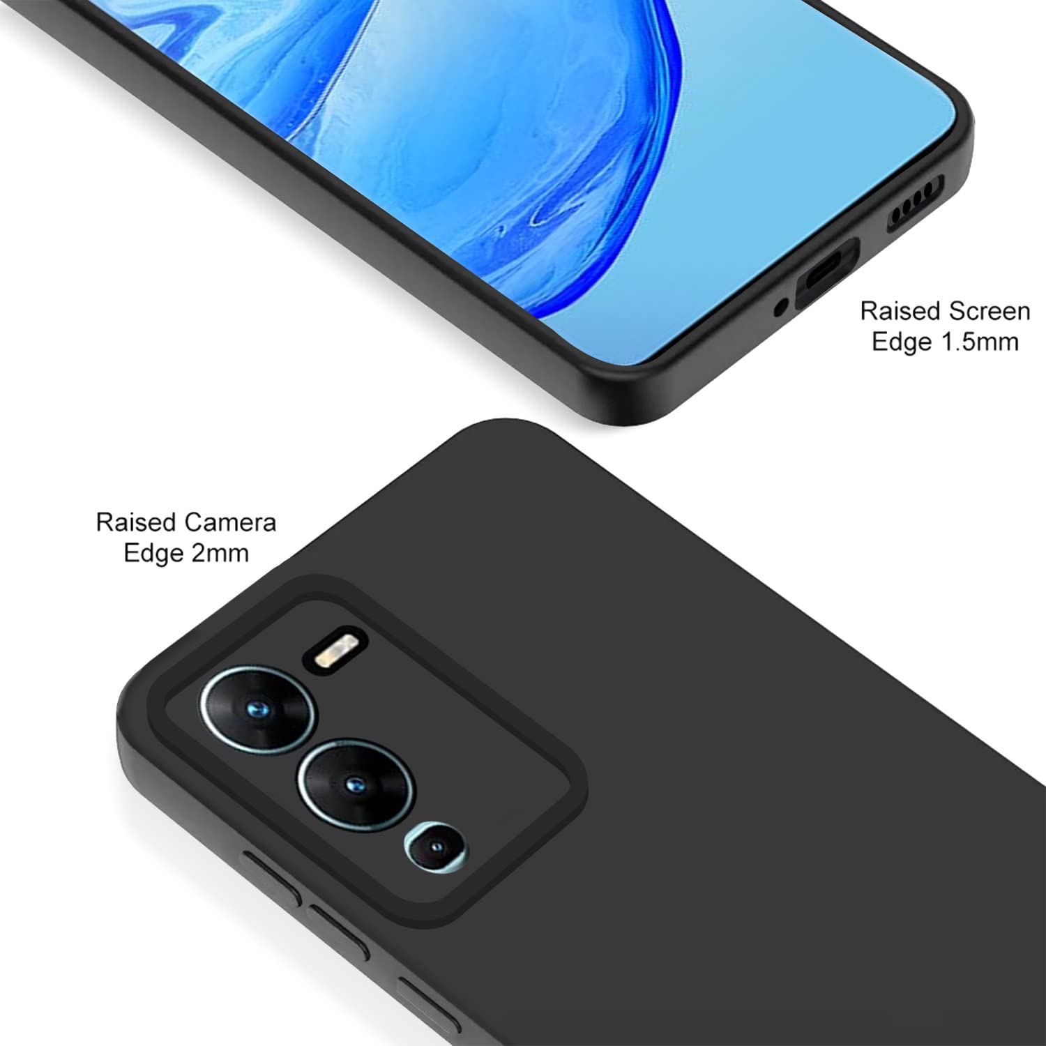 Pikkme Vivo V25 Pro 5g Soft Silicone Case with Camera Bumper Protection | Black