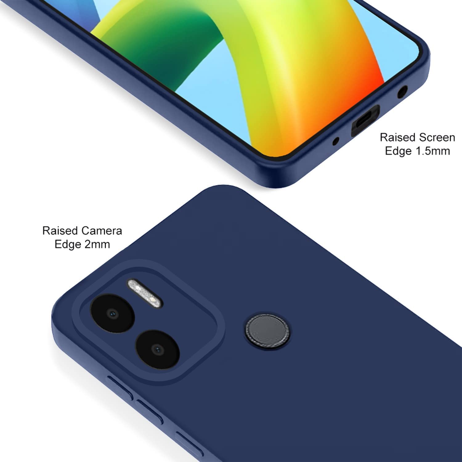 Pikkme Redmi A1 Plus/Poco C50 Soft Silicone Case with Camera Bumper Protection | Blue