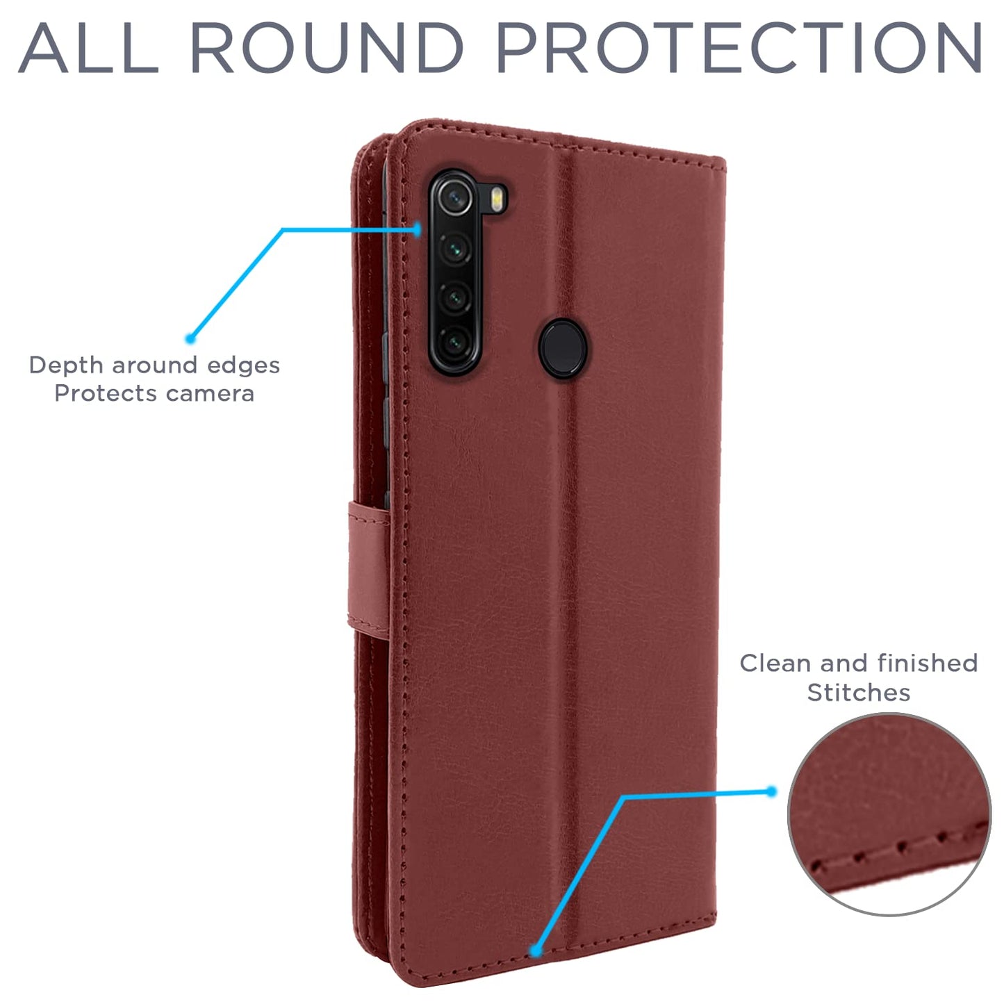 Pikkme Redmi Note 8 Vintage Flip Cover | Brown