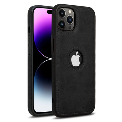 Pikkme iPhone 14 Pro Max Leather Back Case Black