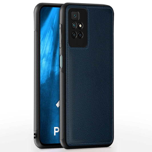 Pikkme Redmi 10 Prime Leather Back Cover | Blue