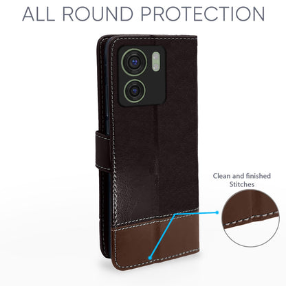 Pikkme Moto Edge 40 Contrast Flip Cover (Coffee)