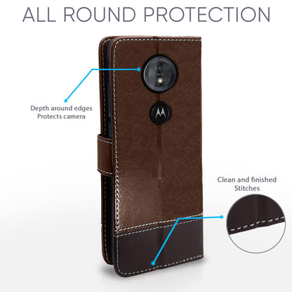 Pikkme Moto G6 Play Contrast Flip Cover (Brown)