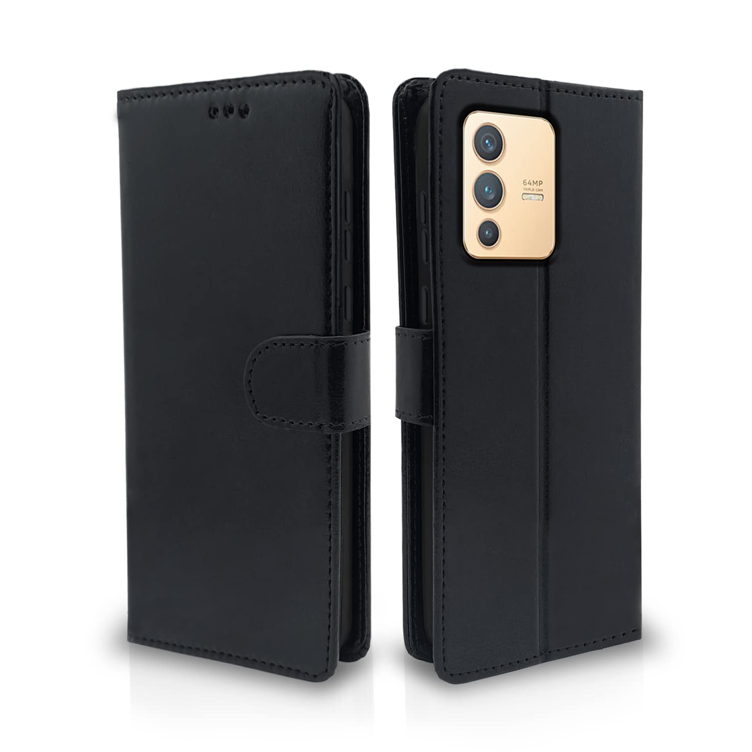 Pikkme Vivo V23 5G Vintage Flip Cover | Black