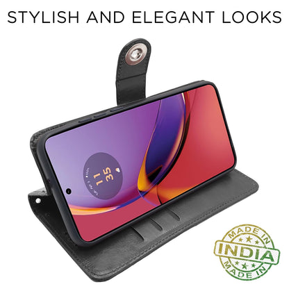 Pikkme Moto G84 5G Button Flip Cover (Black)