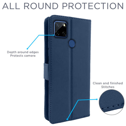 Pikkme Realme C12 / Realme Narzo 20 / Narzo 30A / Realme C25 Vintage Flip Cover | Blue