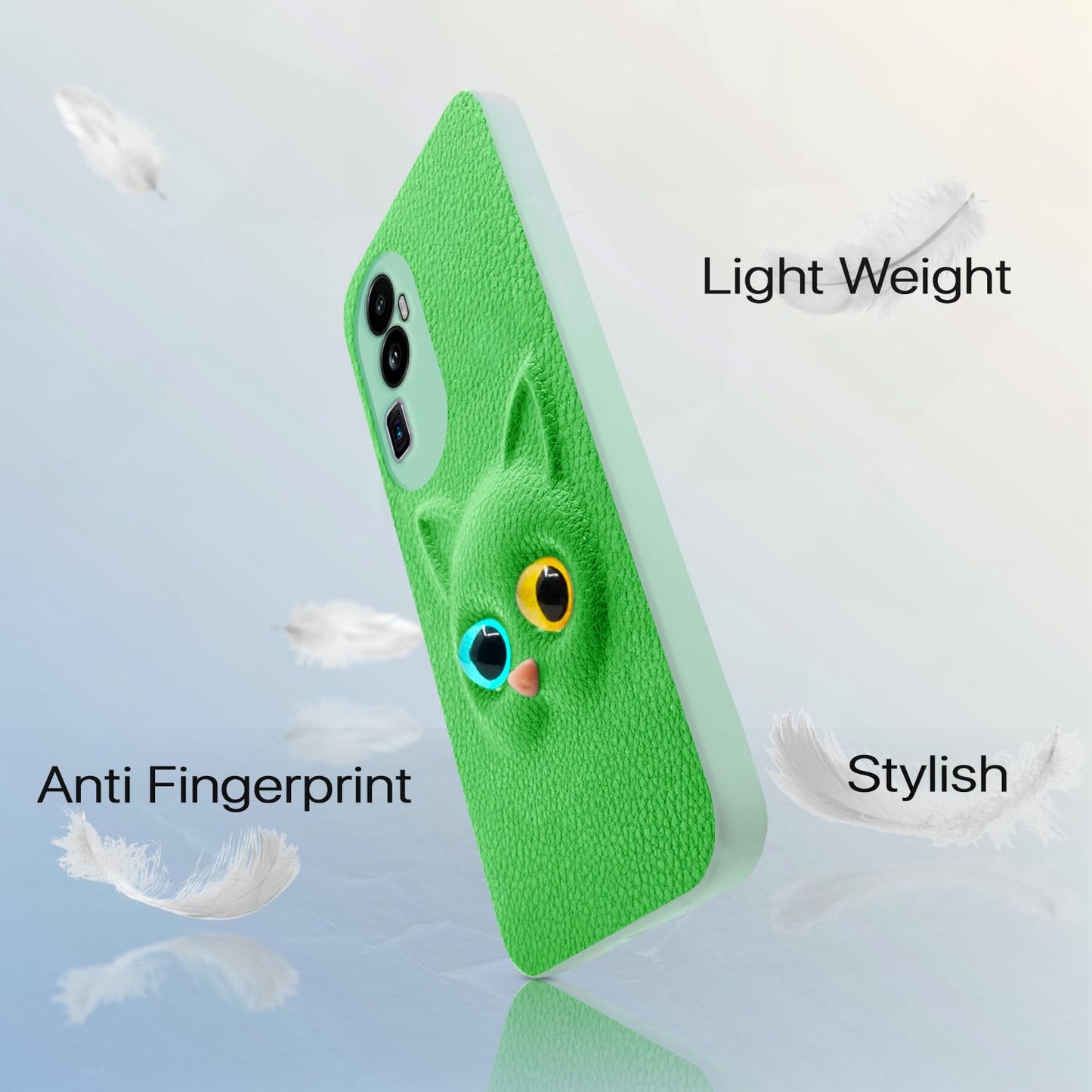 Pikkme Oppo Reno 10 Pro Plus 5G Kitty Back Cover (Green)