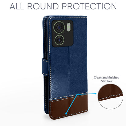 Pikkme Moto Edge 40 Contrast Flip Cover (Blue)