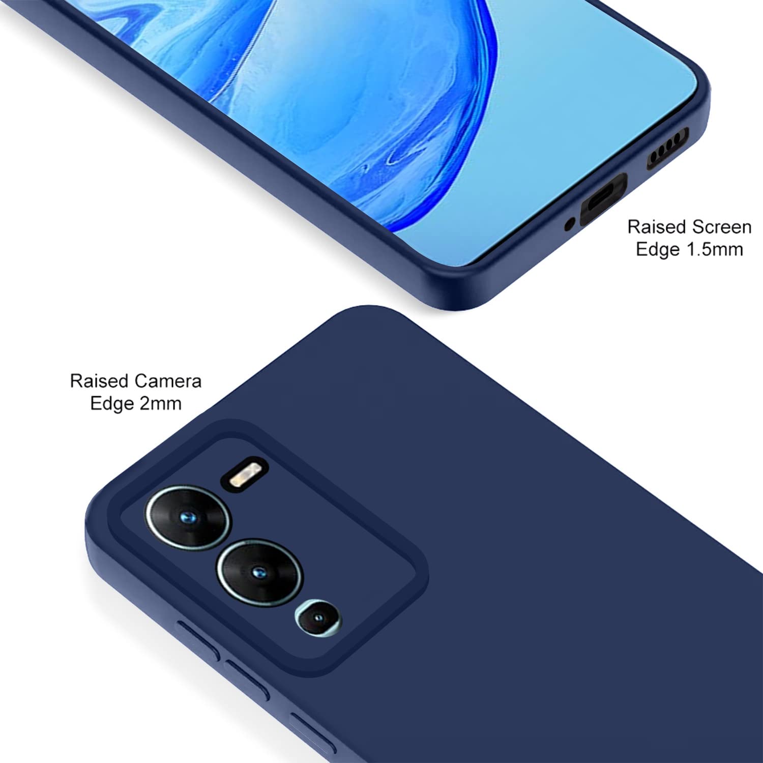 Pikkme Vivo V25 Pro 5g Soft Silicone Case with Camera Bumper Protection | Blue