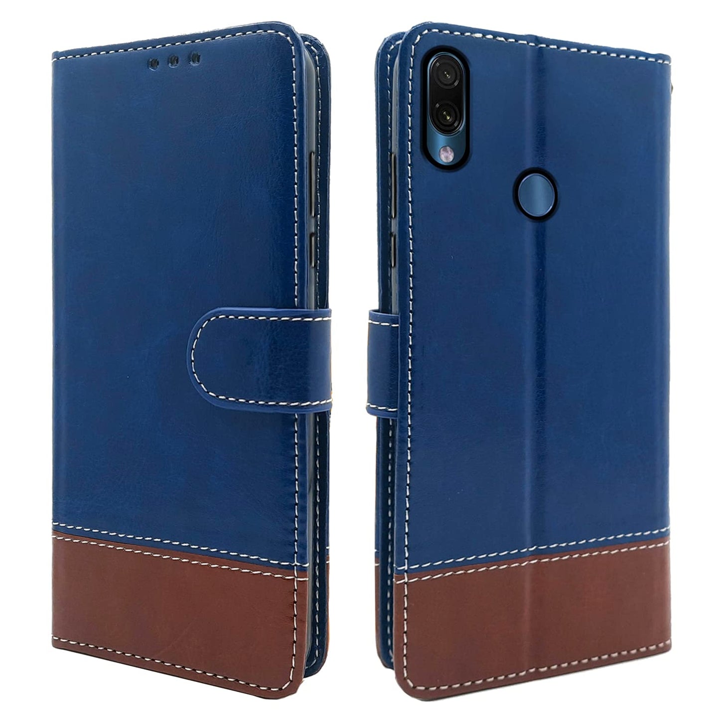 Pikkme Mi Redmi Note 7 / Note 7 Pro / Note 7s Constrast Flip Cover | Blue & Brown