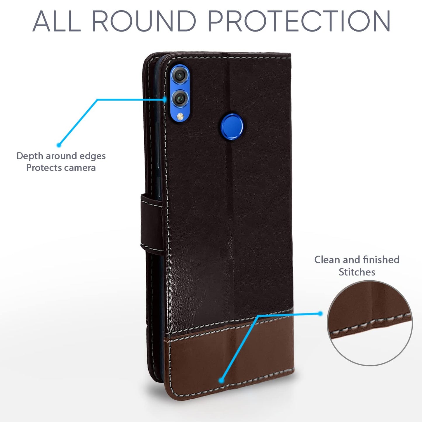 Pikkme Honor 8X Constrast Flip Cover | Coffee & Brown