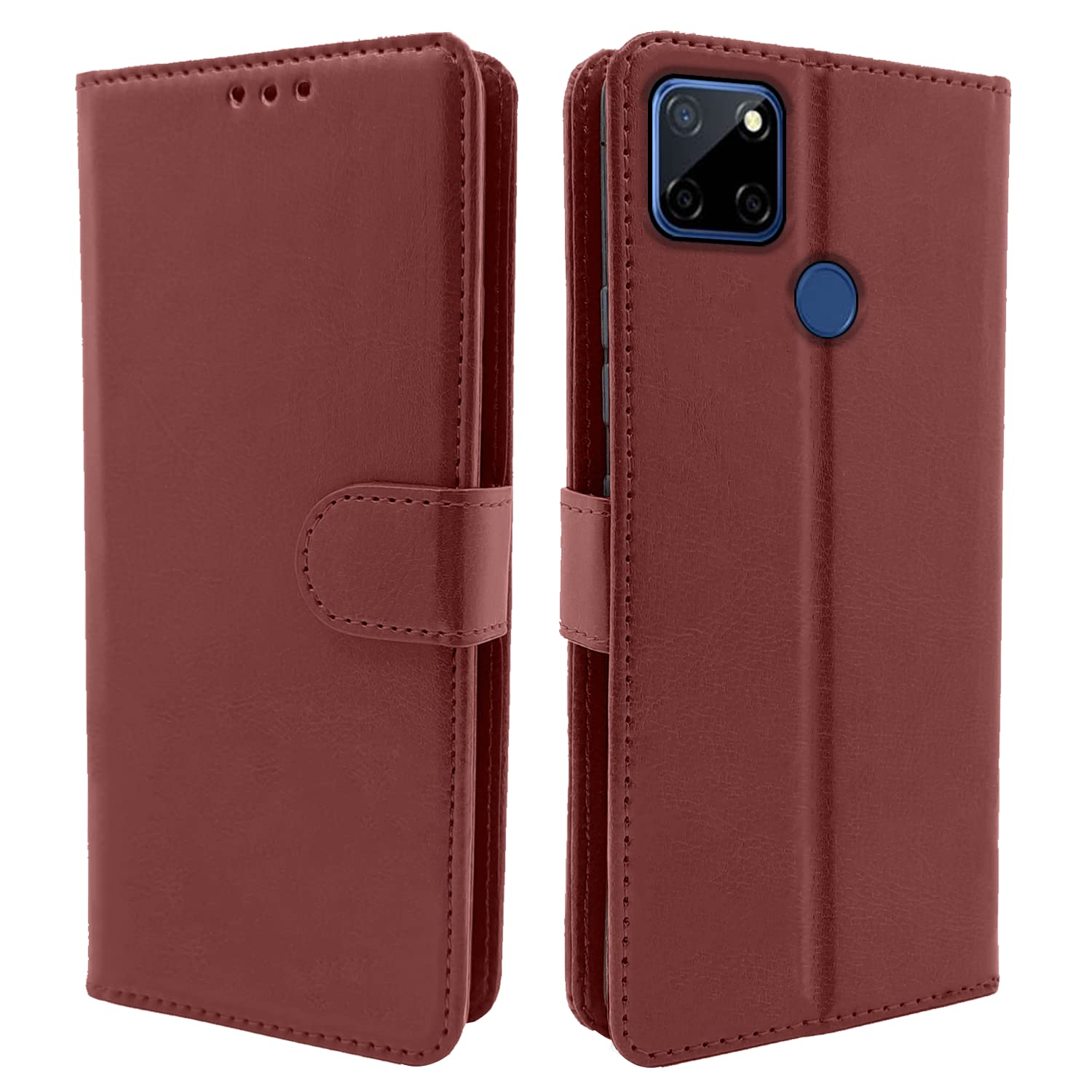 Pikkme Realme C12 / Realme Narzo 20 / Narzo 30A / Realme C25 Vintage Flip Cover | Brown